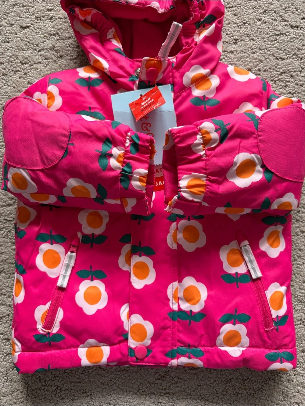 Cat & Jack 3-in-1 Snowplay Jacket All-Weather Coat Pink Floral Toddler Girl 18M